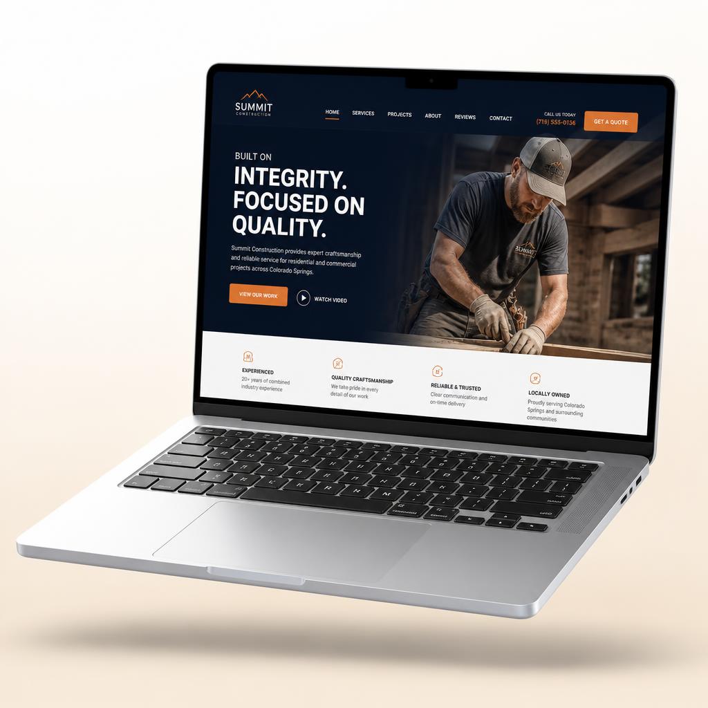 Professional business website on laptop