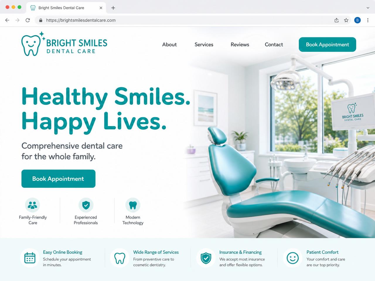 Dental Practice website design example