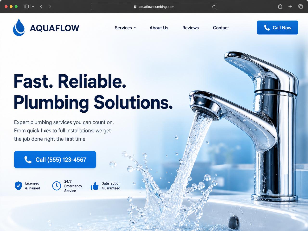 Plumbing Company website design example