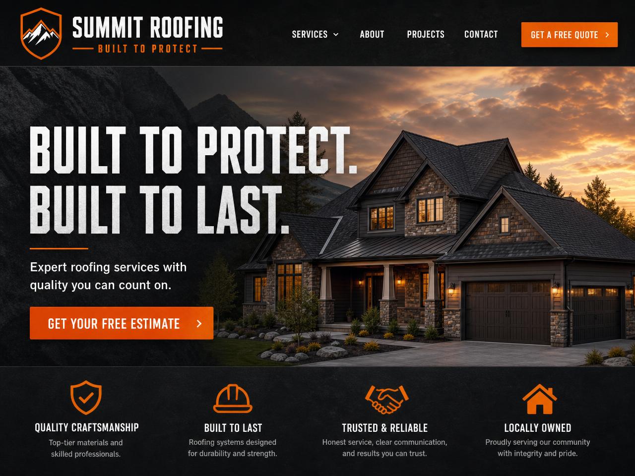 Roofing Contractor website design example